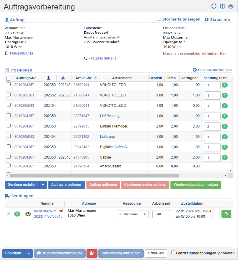 Auftragsvorbereitung
