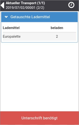 Lademitteltausch-Bestätigung