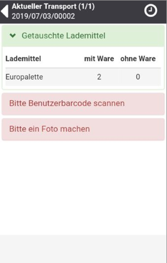 Tourende-Lademitteltausch bestätigen