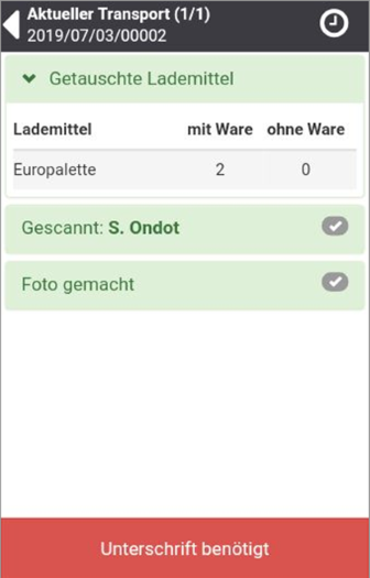 Tourende-Lademitteltausch bestätigen