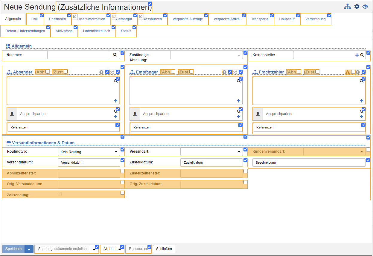 Konfiguration Sendungseditor
