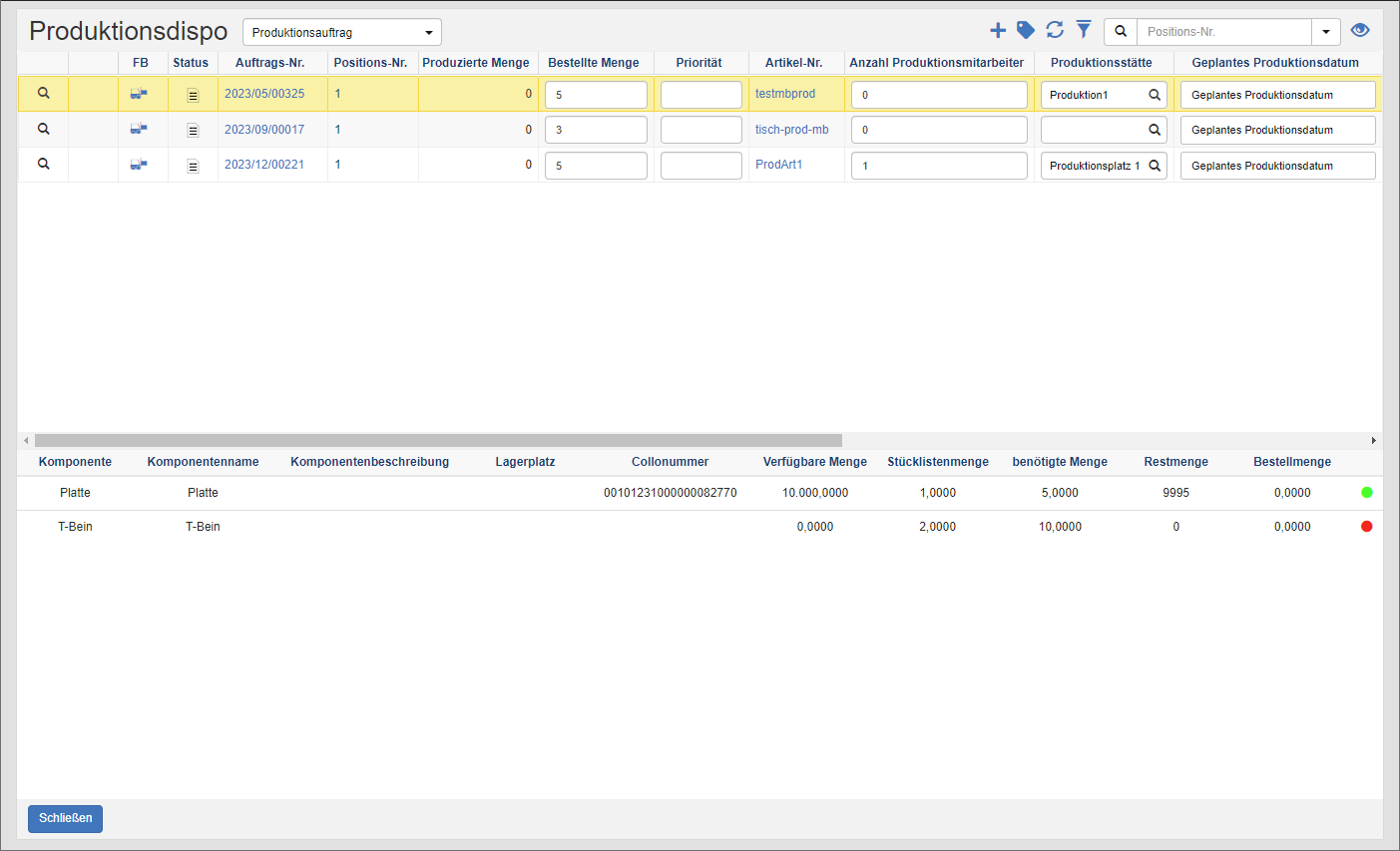Produktions-Dispo