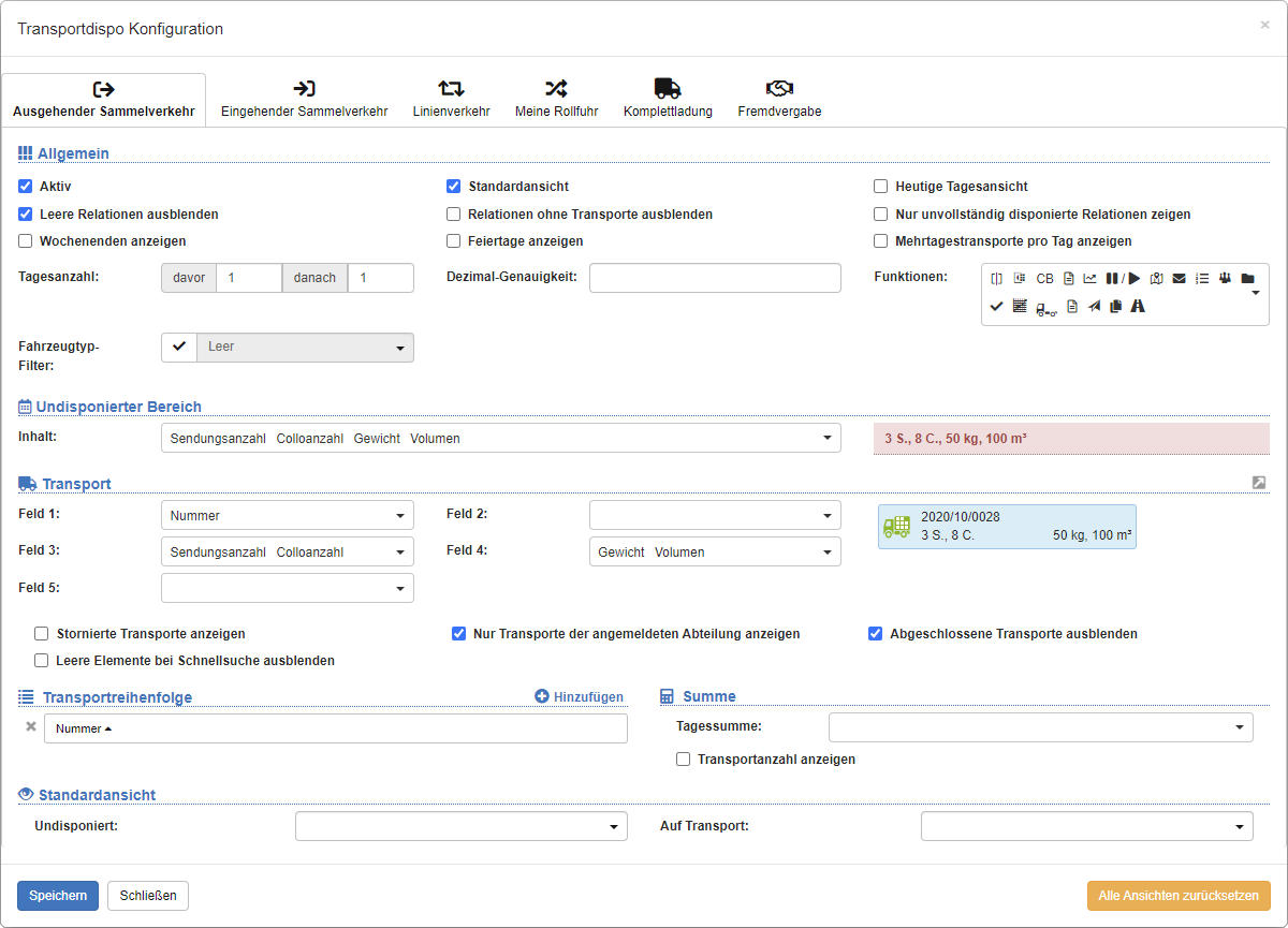 Dispoansicht konfigurieren