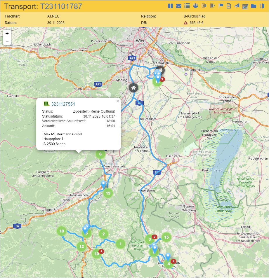 Transportdispo-Karte
