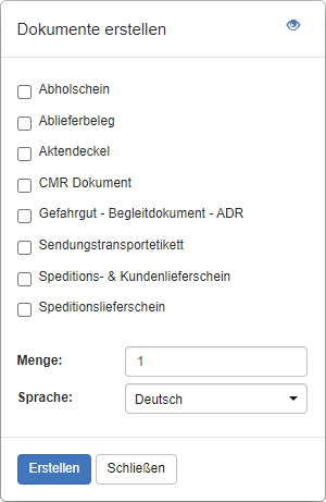 Dokumente erstellen Dialog