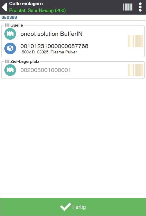 Fahrbefehle - Collo einlagern