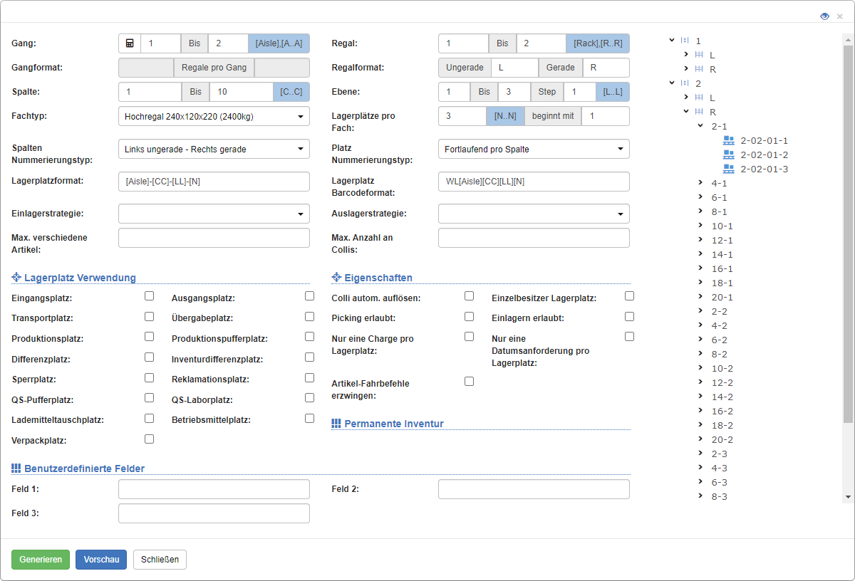 Lagermodellierung-Generator