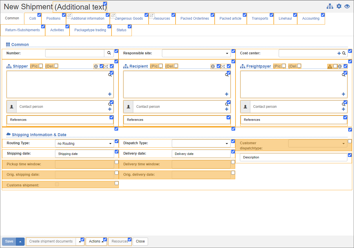Shipment Editor Configuration